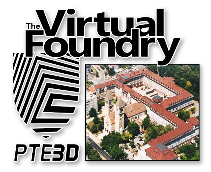 Metal Filament The Virtual Foundry Pte showcases their innovative 3D logo created using metal filament.