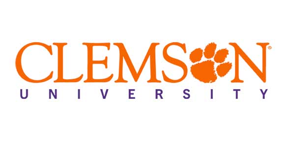 Metal Filament Clemson university logo on a white background featuring copper filament.