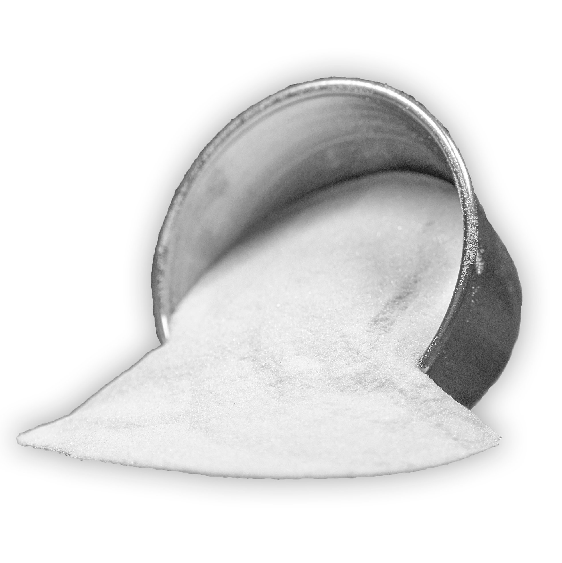 Sintering refractory ballast powder, Al2O3, spilling from a container, illustrating materials used in metal 3D printing sintering processes.