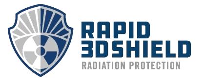 Rapid 3DShield logo featuring a shield design, representing high-density radiation protection solutions for 3D printing applications.
