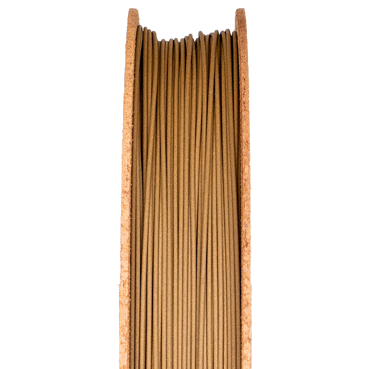 Bronze 3D printing filament on a spool, showcasing the material's texture and color, relevant to sintering processes and metal 3D printing applications.