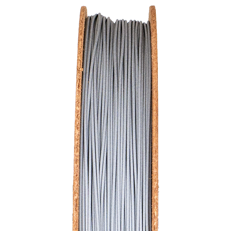Half spool of gray metal 3D printing filament, highlighting aluminum alloy material for sintering applications.